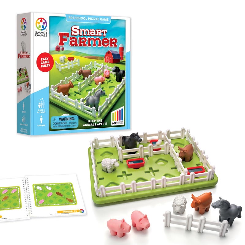 SmartGames Smart Farmer â€“ Barnyard STEM Focused Cognitive Skill-Building Logic Puzzle Game with 60 Challenges for Ages 5+ - Image 1